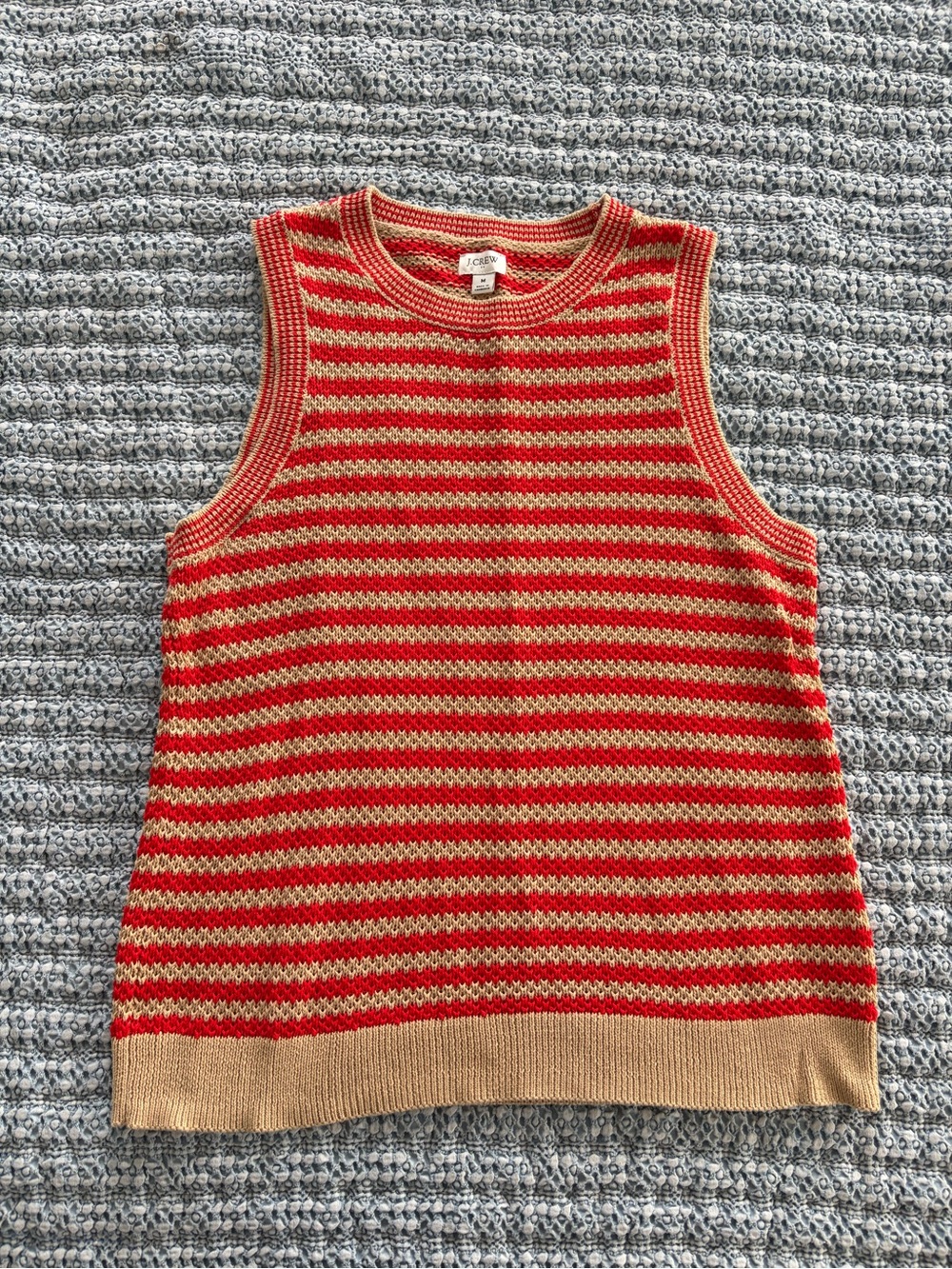 J. Crew Red & Tan Striped Sleeveless Knit Tank